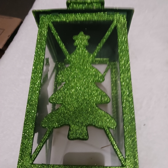 Christmas 13" Lantern w Green Glitter - Picture 5 of 5